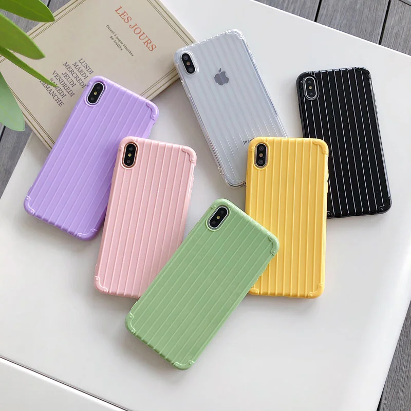 

Fashion Luggage Phone Cover For iPhone 6 6S 7 8 Plus Soft Candy Color Case For iPhone X XS Max XR 9 10 Capa TPU Back Case Fundas