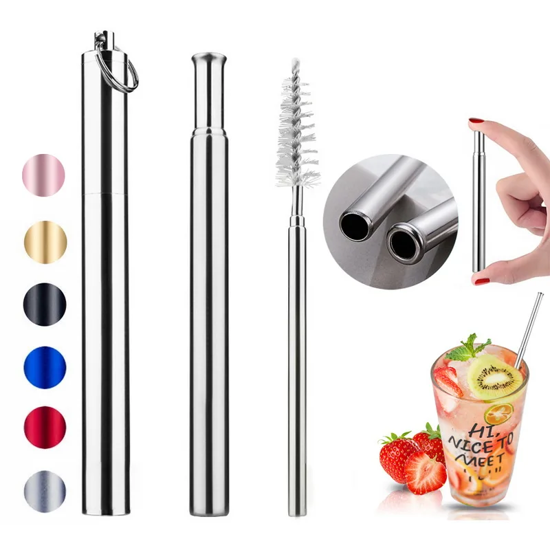 

Drinking Straw Reusable Straws with Cleaner Brush Set High Quality Eco Friendly Stainless Steel Metal Straw For Mugs