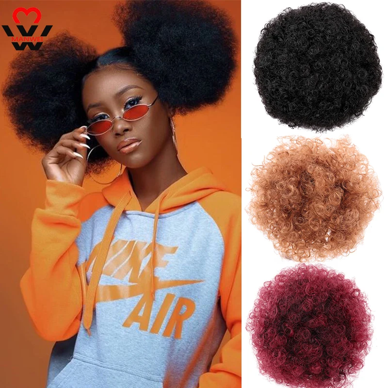 

MANWEI Afro Puff Synthetic Hair Bun Kinky Curly Chignon Hairpiece For Women Drawstring Ponytail Updo Hair Extensions