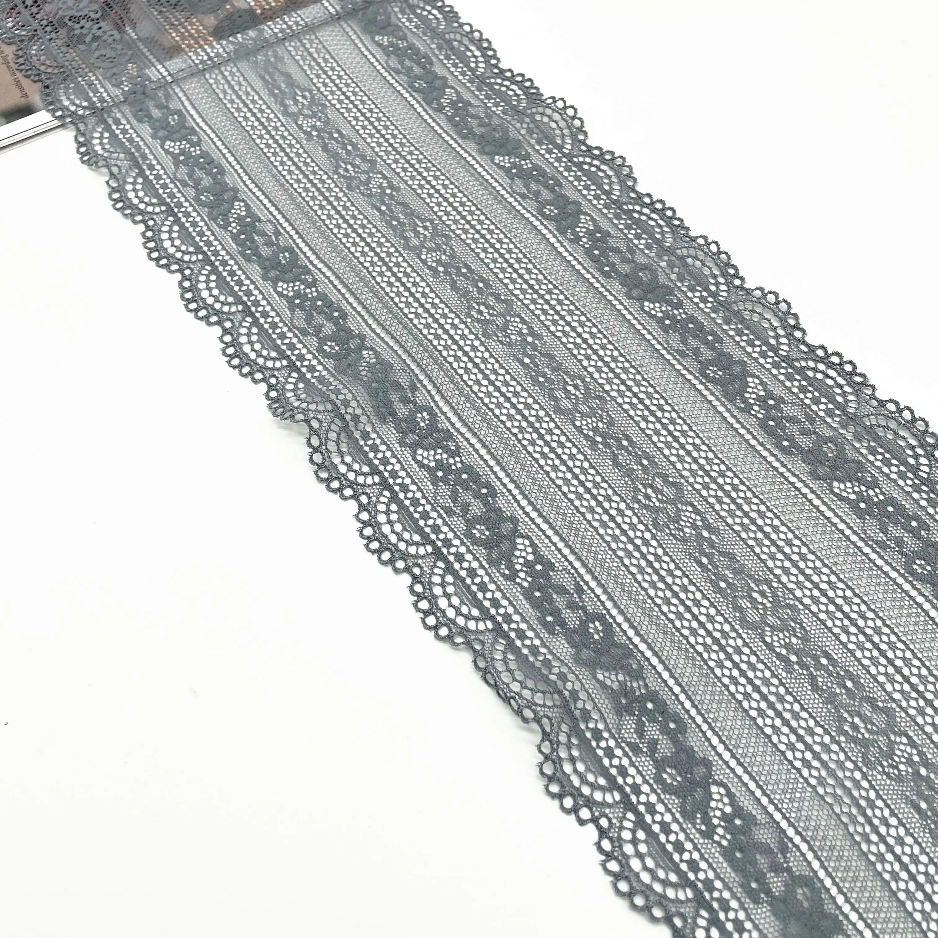 3y/lot Width 17cm Light Grey Elastic Stretch Lace Trim 3