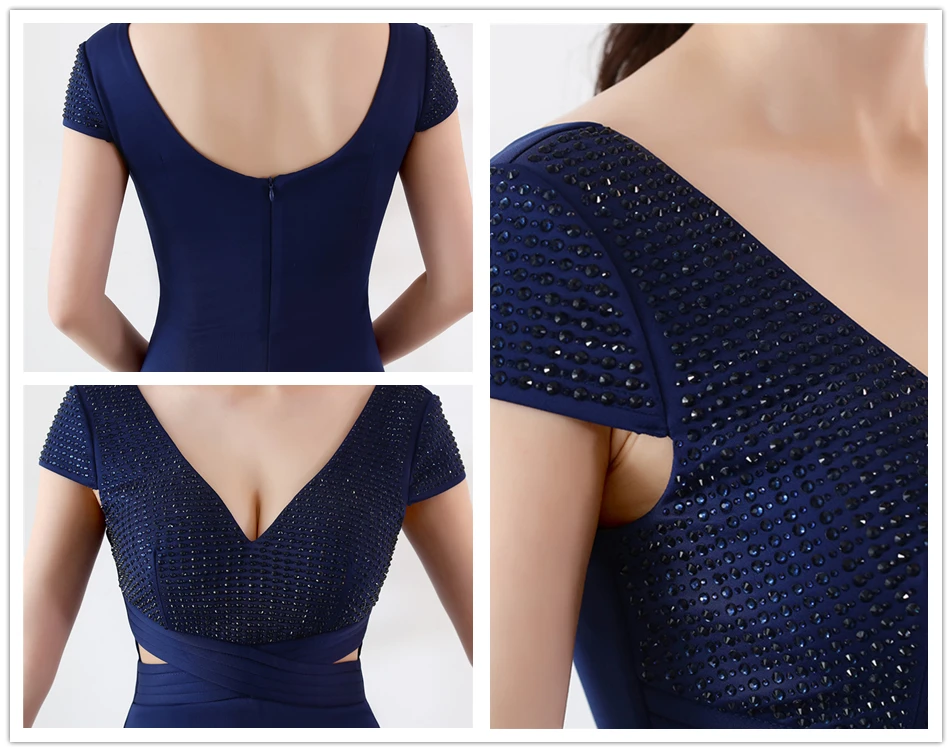 Robe De Soiree размера плюс сексуальное вечернее платье с глубоким v-образным вырезом DX335 Вечерние платья Русалка с разрезом сбоку длинные платья для выпускного со стразами