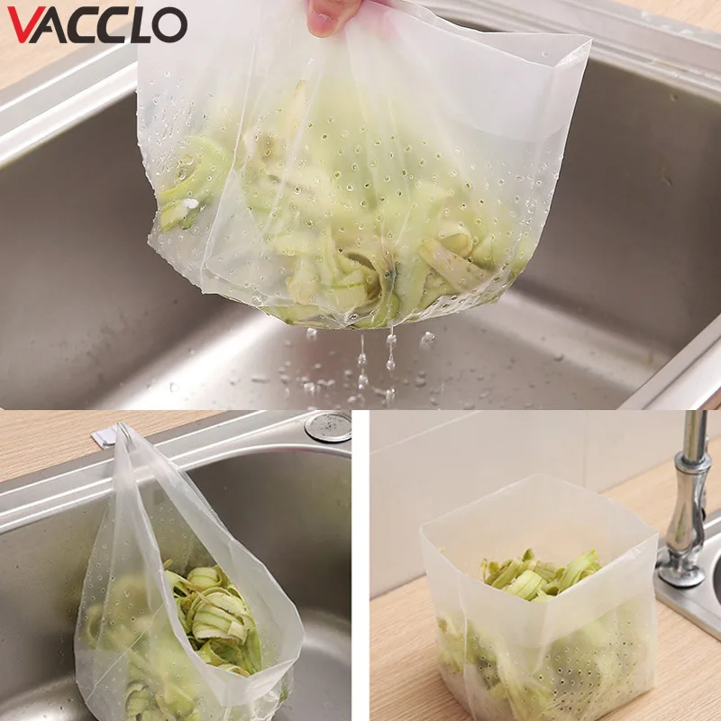 

30pcs Household Kitchen Sink Self-standing Large Garbage Bag Sink Filter Trash Bag Garbage Storage Bag Drain Bag Rubbish Bag