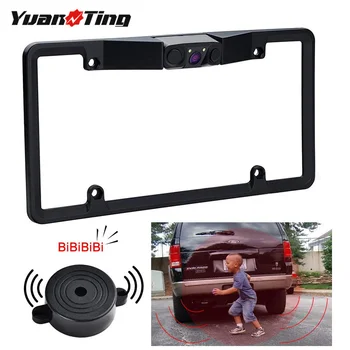 

YuanTing License Plate Frame No Drill with 2 Radar Sensors BiBi Alarm 170 Viewing Angle Reverse Parking Camera for Vehicles