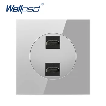 

Wallpad 2 HDMI For DATA Transmission Socket Crystal Grey Glass Panel Wall Power Socket Outlet
