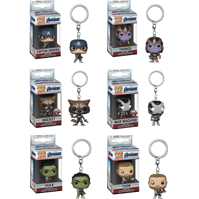 

Funko Pop Avengers4 Iron Man Captain America Hulk Keychain Pocket Pop Action Figure Thor Thanos Key Toys for Kids Birthday Gift