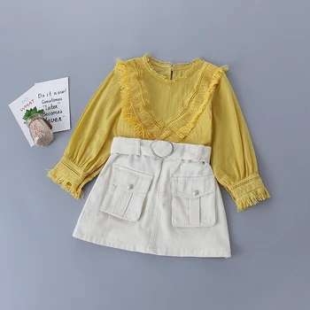 

3-7 years high quality spring girl clothing set 2020 new fashion casual Dot shirt + skirt kid children girls clothing