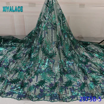 

African Lace Fabric 2019 High Quality French Organza Lace Fabric Luxury New Arrival Sequins Lace Fabrics For Wedding YA2975B-5