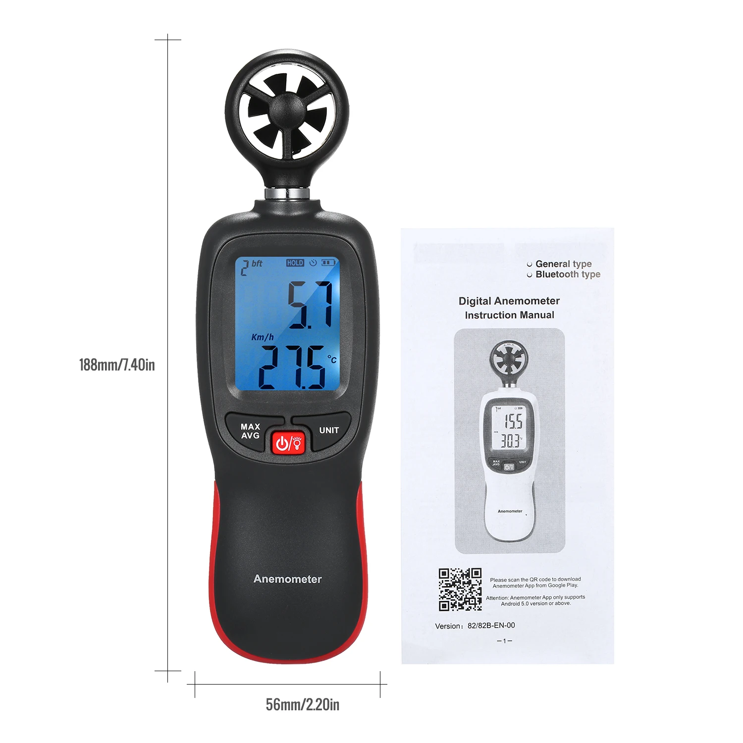 Цифровой анемометр, термометр, Ручной Карманный анемометр, измеритель скорости ветра, измеритель скорости воздуха, измеритель температуры для датчика ветра