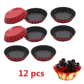 

12Pcs Mini Pie Tart Quiche Shortcake Nonstick Pan Mold Cake Baking Carbon Steel Kitchen Accessories