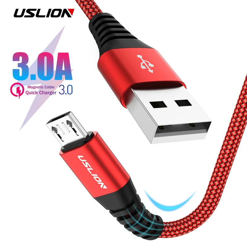 USLION 2 м Micro USB кабель для быстрой зарядки Xiaomi Redmi Note 5 Мобильный передачи данных