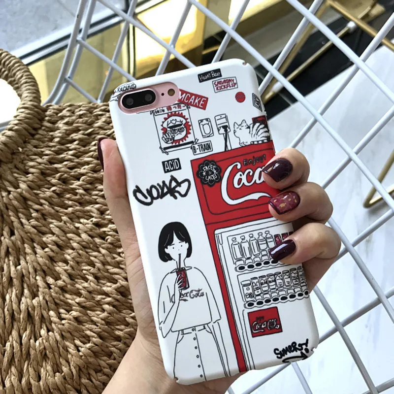

Creative illustration cola girl phone case for iPhone X XS XR XSMax 8 7 6 6S PluS hard shell drop protection cover