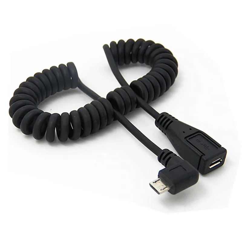 Кабель Micro USB штекер-гнездо пружинный удлинитель 90 градусов прямой угол зарядки