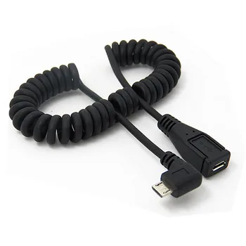 

Micro USB Cable Male to Female Spring Extension cord 90 Degree Right Angle Charging Data