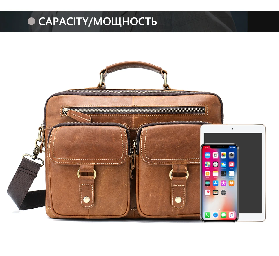 Men computer Bag Men's Genuine Leather Office Bags Men 13.3 Laptop Leather Business Briefcase Luxury Handbags for macbook air 13