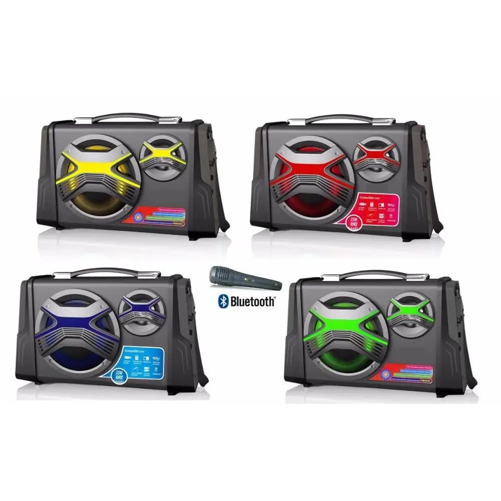 PORTABLE SPEAKER WITH KARAOKE BLUETOOTH USB SD RADIO SPEAKERS COLORS MICROFONO GTBT2 PORTABLE SPEAKER WITH KARAOKE BLUETOOTH USB SD RADIO SPEAKERS COLORS MICROFONO GTBT2