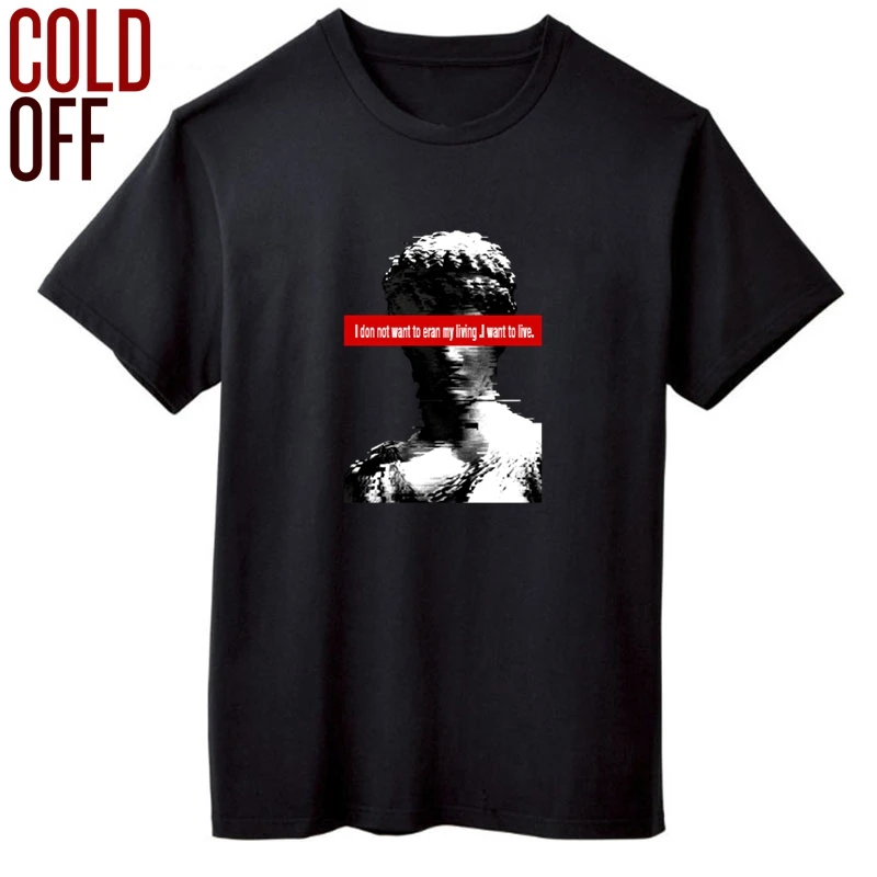

COLD OFF short sleeve summer fashion print men T shirt casual loose david print men tshirt o-neck t-shirt tops men T shirts