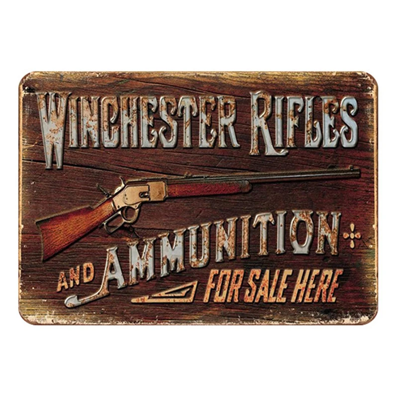 WINCHESTER FIREARMS AND AMMO Tin Metal Sign Vintage Wall Garage Classic Bar