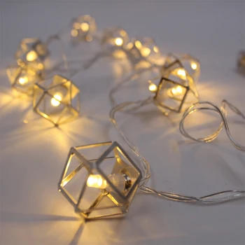 

LED polyhedron light string Christmas decoration light string-1.5m10led battery box warm white