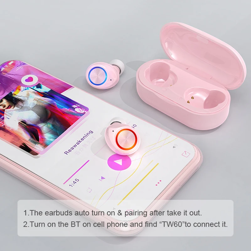 TW60 TWS беспроводные наушники Bluetooth наушники 5,0 сенсорное управление наушники с микрофонами гарнитура шумоподавление HiFi стерео