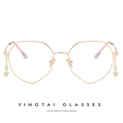 Новые полигональные металлические очки Рамка подвеска цепь оправа для очков в ретростиле мужские очки женские очки оправа плоские очки Oculos