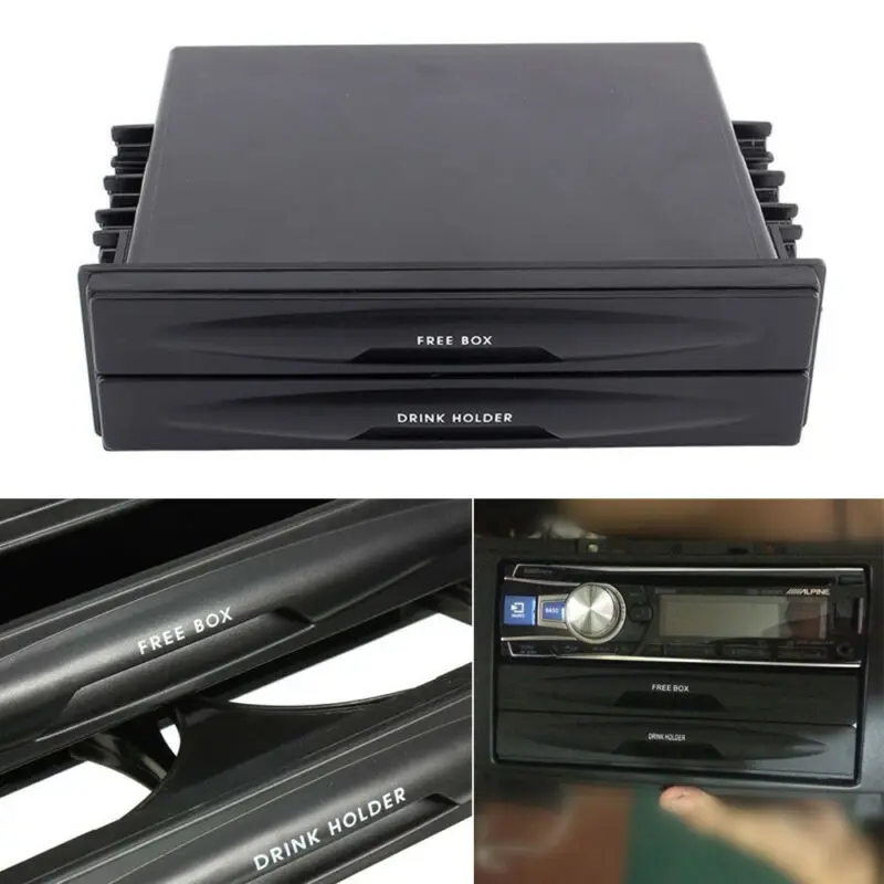 

Car Storage Tools Universal Car Auto Double Din Radio Pocket Drink Cup Holder+Storage Box Dropship F17