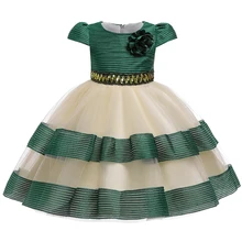 Рождественский костюм с цветами и блестками для девочек; vestidos; кружевное платье-пачка для девочек; вечерние Детские платья; Sukienki; платье для девочек; L5160