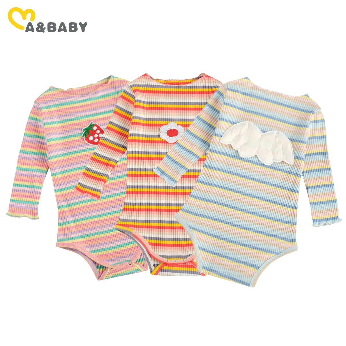 

Ma&Baby 3-24M Spring Autumn Newborn Infant Toddler Baby Boy Girl Jumpsuit Knitted Strawberry Striped Romper Cute Baby Clothing