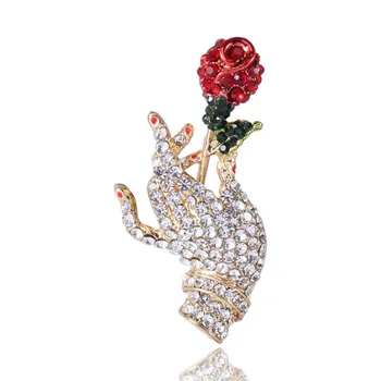 

Hot Sales New Style Creative Art Design Carrying Rose Crystal Brooch Simple Elegant Garment accessory