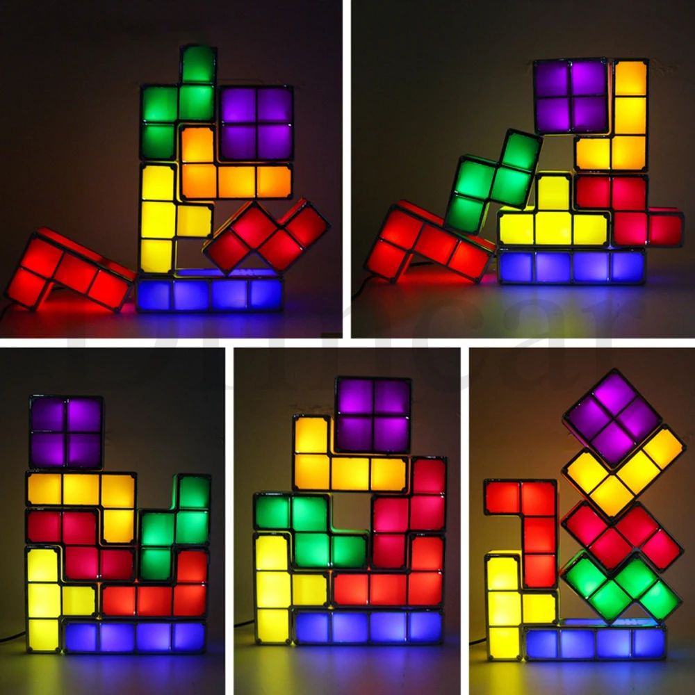 

1Set DIY Tetris Puzzle Light Stackable LED Desk Lamp Constructible Block Night Light Children' s Gift Tower Baby Colorful Brick