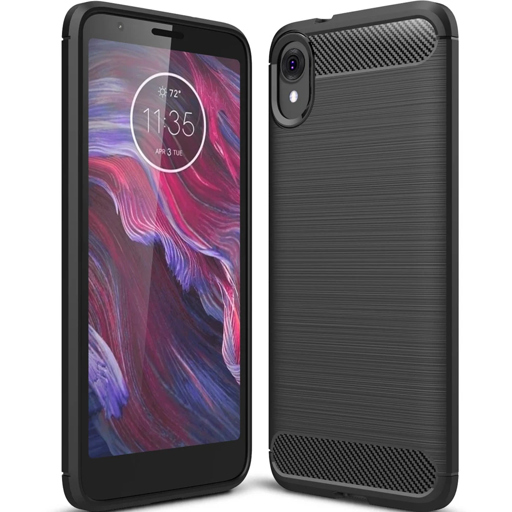 cheap For Phone Case Moto E6 Carbon Fiber Soft TPU Case For Motorola Moto E6 Back Cover coque shell on E 6 e6 Anti knock Bumper Matte