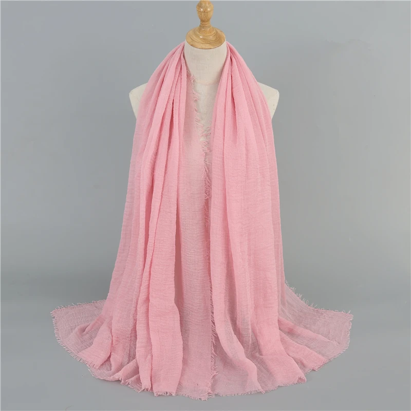 Женский шарф из муслина Foulard мягкий хлопковый однотонный теплая шаль для зимы и