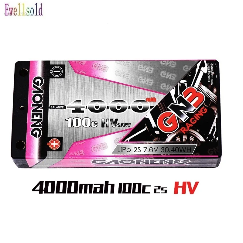 Ewellsold 7 6 V 4000 mAh 2S 100C/200C низкопрофильный Hardcase Super SHORTY HV LiPo Battery pack 4 0mm Deans Plug v mah|Детали