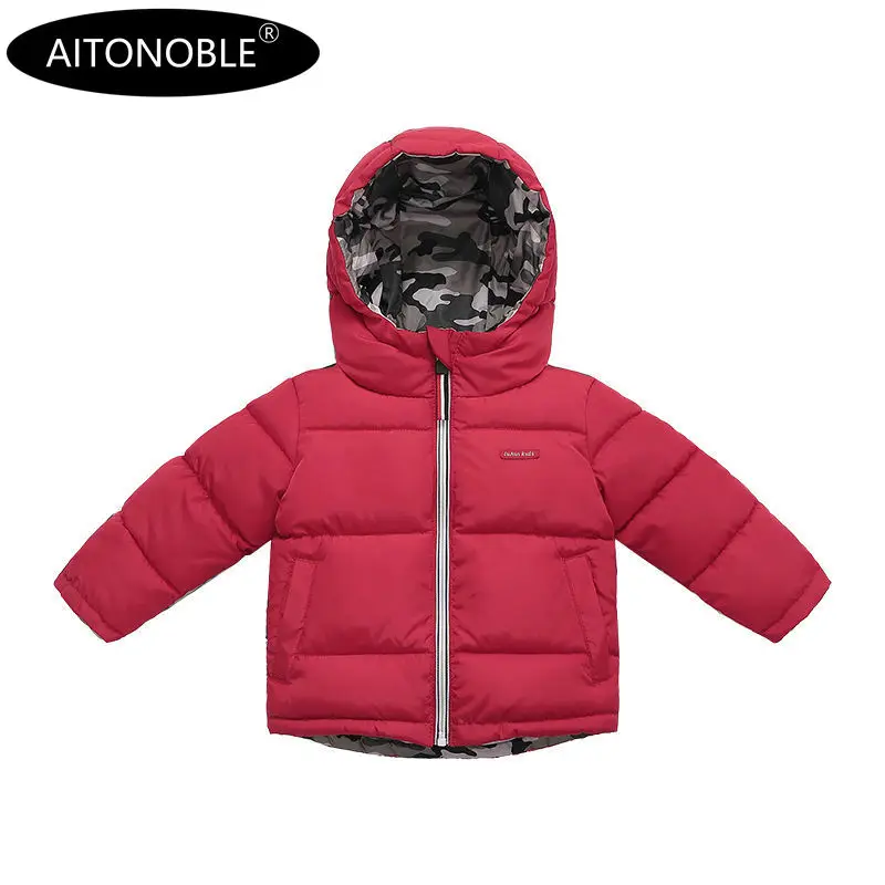 Aitonoble New Kids Down Jacket Reversible Parkas Children Down Coats and Parkas Double Side Wearing Coat