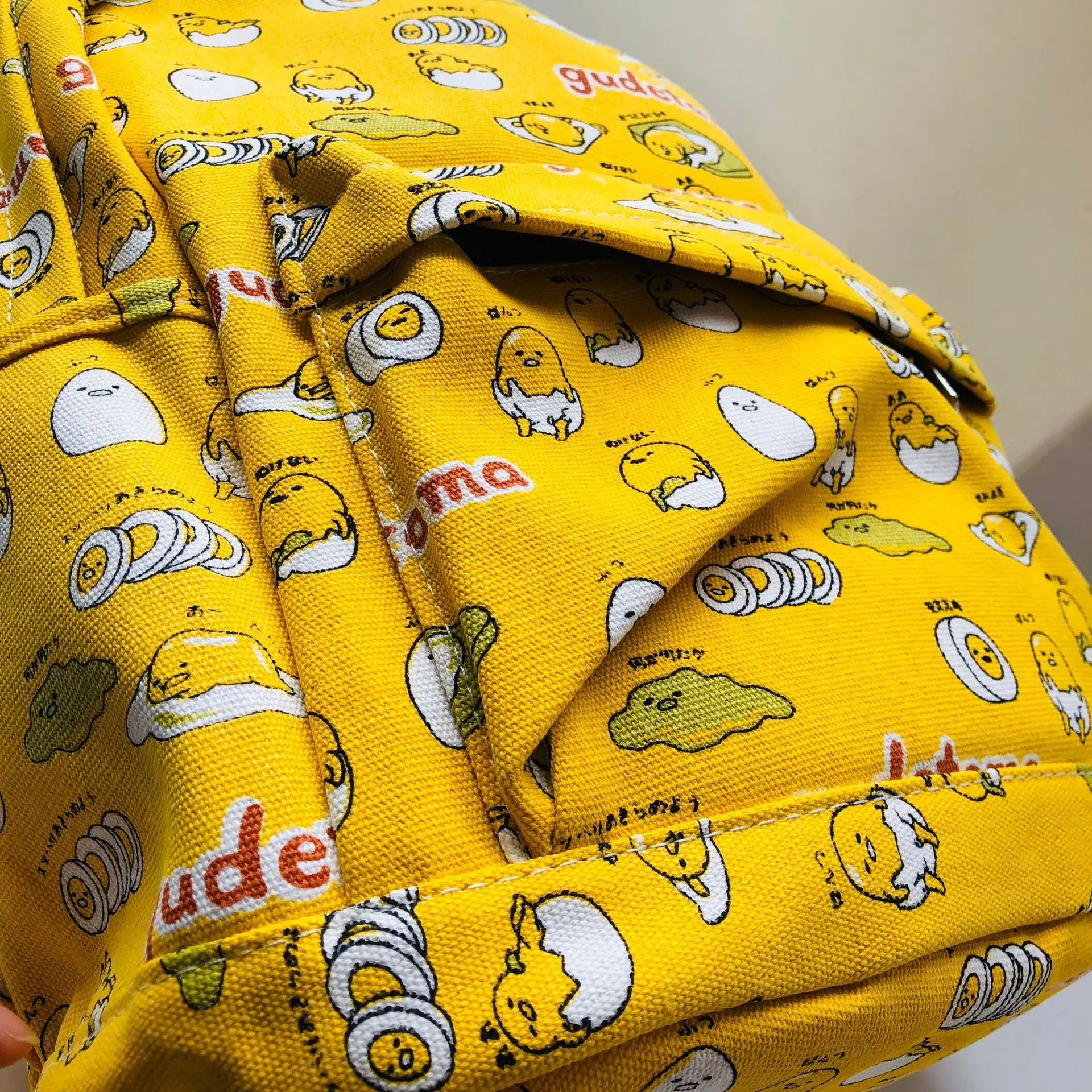 15*29*40 см желтый и белый Gudetama мультфильм холщовый рюкзак дорожный плюш сумка в виде котенка