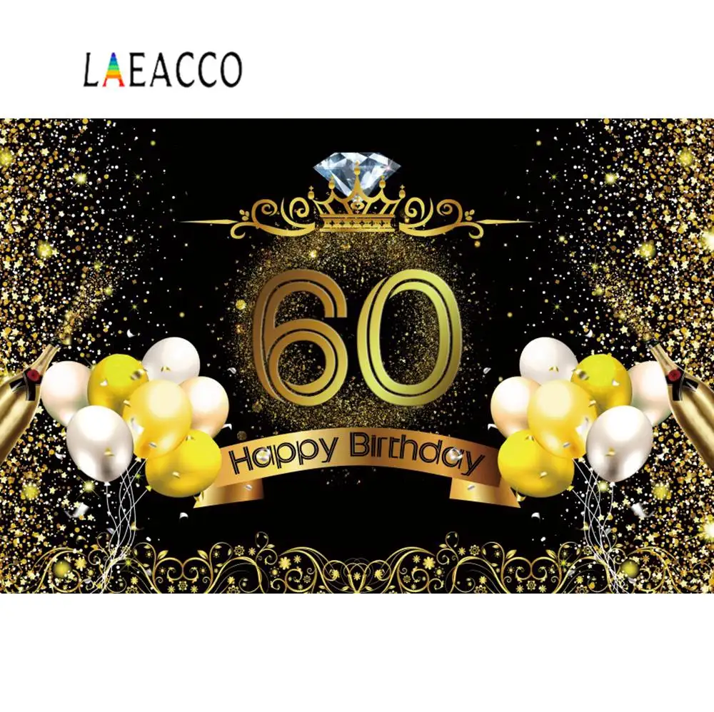 Золотые шарики короны день рождения 60 50 40 30 алмаз Photcall Плакат портрет фото фон для фотографии фонов