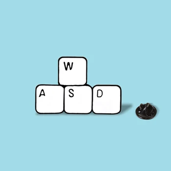 

WASD Gaming Keyboard Pins Brooches Keys tablets Game Keycaps Shirt Denim Enamel Lapel Pin Bag Badge Button Computer Worker Gifts