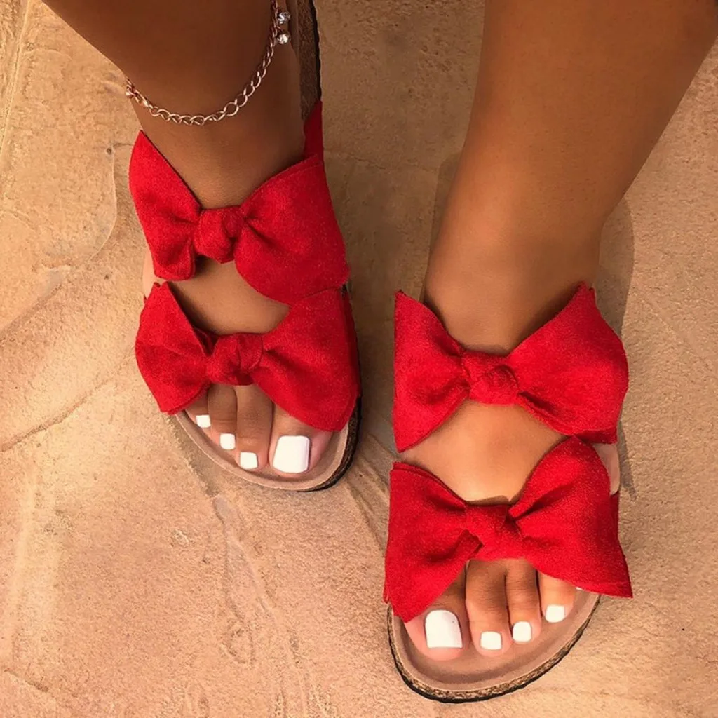

Bali Vintage Women's Slippers Bowknot Ladies Slipper Summer Flat Sandals Summer Vacation Beach Casual Indoor Shoes Flops
