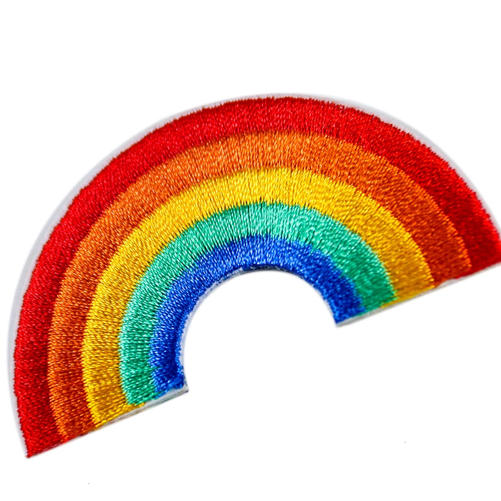 Cartoon Rainbow Patches wholesale for Clothes Iron On Embroidery Hat shoes Clothing Accessories 3D Diy Hat Decor Free Delivery