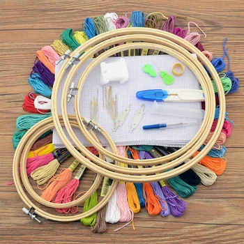 

50 Colors Teaching Aids Wall Art Living Room DIY Embroidery Thread Hoop Cross Stitch Kit Home Decor Needlework Kill Time Cutter