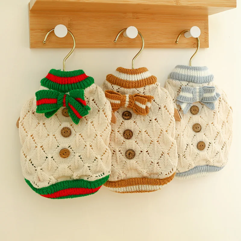 PETCIRCLE Dog Clothes Hollow Knitted Bow Sweater Fit Small Puppy Pet Cat Spring&ampAutumn Soft Costume Coat | Дом и сад