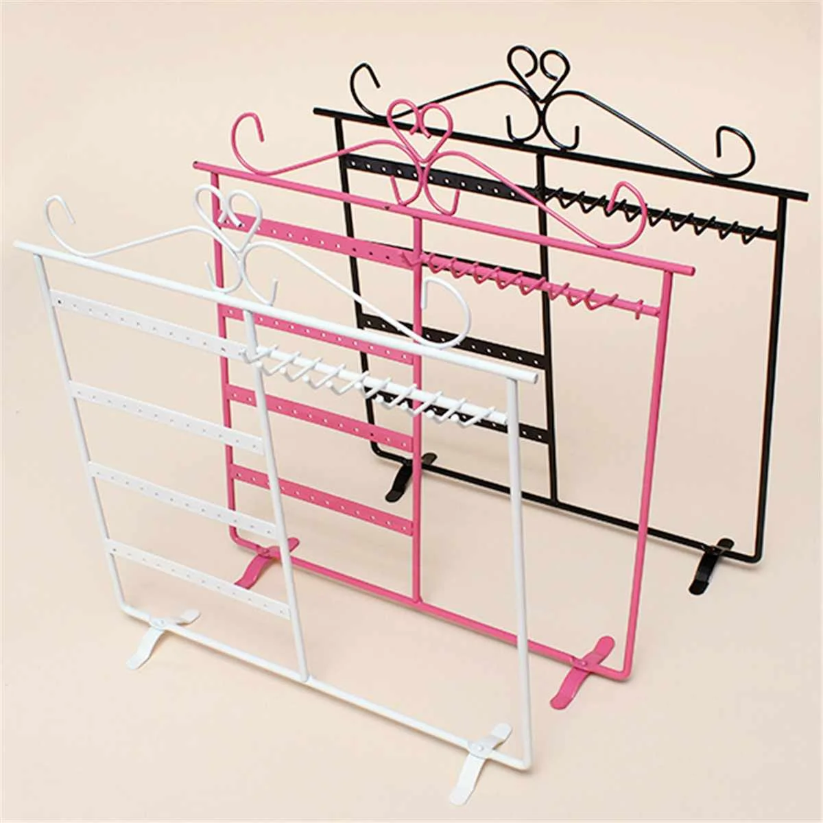  48 Holes Jewelry Handing Rack Earring Necklace Chain Showcase Display Stand Metal Iron Stand Holder