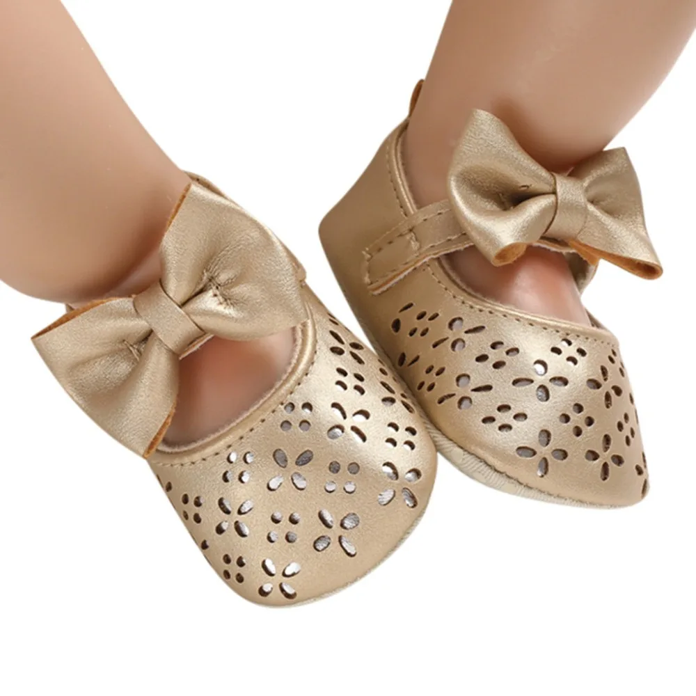 Baby girl bow princess shoes non-slip kids sneakers girls butterfly-knot sport shoes kids comfortable gold sandals girls 35A13 (2)