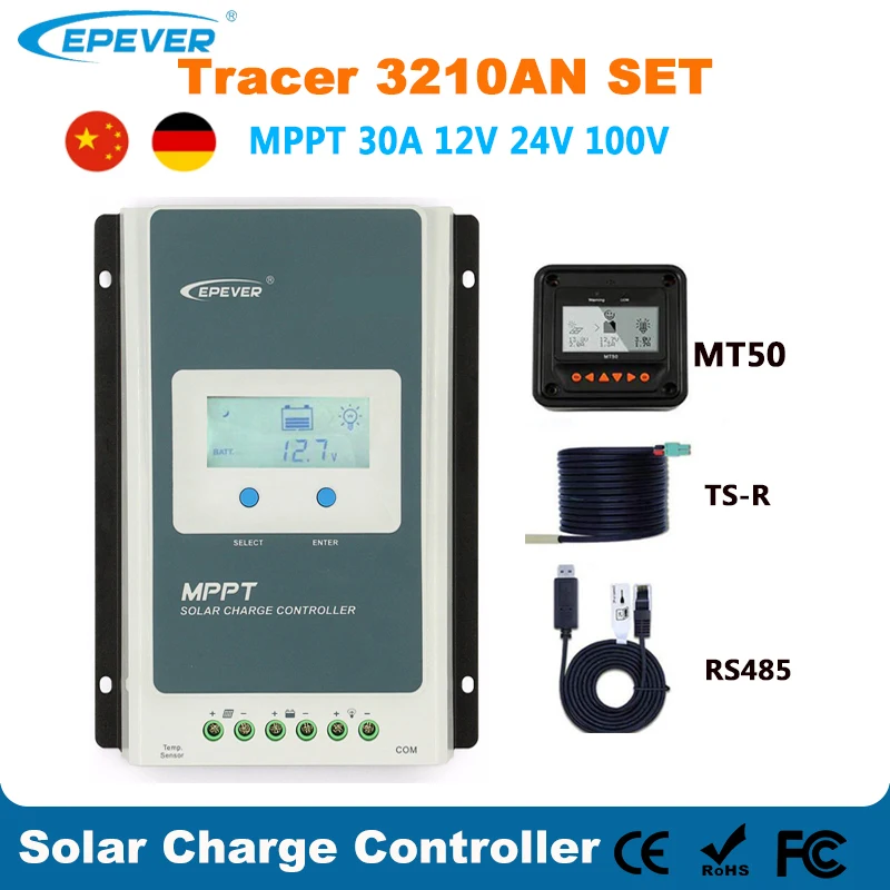 EPEVER Solar MPPT 30A зарядное устройство 12 в 24 солнечный регулятор жк-светильник и таймер