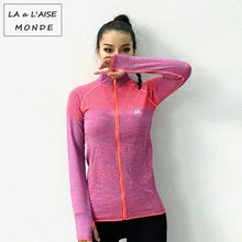 Одежда для йоги, топы, тянущиеся для фитнеса, тонкие, быстросохнущие, на молнии, с длинными рукавами, с воротником-стойкой, женский спортивный топ