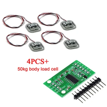 

4Pcs 50kg Human Scale Load Cell Weight Sensors+HX711 AD Module Body Load Cell Weighing Sensor Pressure Sensors Measurement Tools