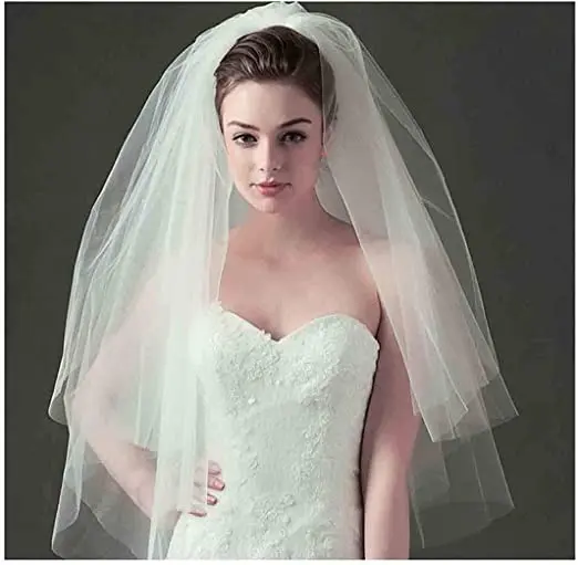 

Women’s Wedding Two Tier Fingertip Veil Raw Edge for Soft Tulle Bubble