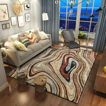 

AOVOLL Carpets for Living Room Retro Atmospheric American Abstract Curve Pattern Carpet Rugs for Children Rooms Christmas Rug