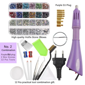 

New Pink/purple Iron-on Hot Fix Rhinestone Applicator Wand Heat-fix Tool And Hotfix Rhinestones combination