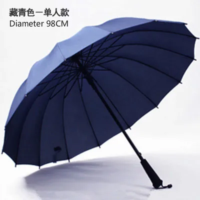 98/116 см диаметр большой Зонт мужской трость Ветрозащитный Зонт полуавтоматический прямой стержень с длинной ручкой Мужской зонтик дождь - Цвет: Navy-Single