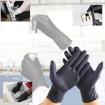 

100 Pcs Black Disposable Latex Gloves For Home Cleaning /Food/Rubber/Garden Gloves Universal Guantes Desechables